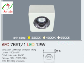 Đèn led Downlight Lắp Nổi 12W Anfaco, AFC769T/1