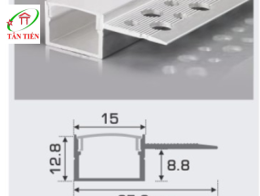 Thanh nhôm led âm viền Anfaco, 1.5m A15-1T
