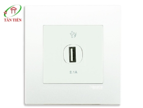 Bộ cổ cắm sạc USB đơn  Schneider KB31USB_WE_G19 Vivace