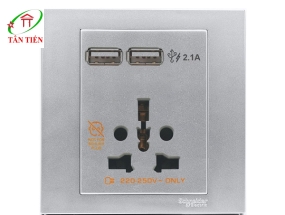 Bộ ổ cắm đa năng và sạc USB đôi Schneider KB42616USB_AS_G19 Vivace  