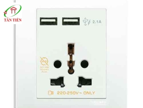 Bộ ổ cắm đa năng và sạc USB đôi Schneider KB42616USB_WE_G19 Vivace