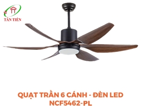 Quạt trần màu vân gỗ 6 cánh, 69W Nanoco NCF5462-PL