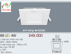 Đèn Led Panel âm trần 4W Anfaco, AFC669