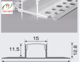 Thanh nhôm led âm viền Anfaco, 1.5m A15-2D