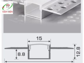 Thanh nhôm led âm viền Anfaco, 1.5m A15-2T