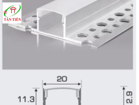 Thanh nhôm led âm viền Anfaco, 1.5m A20-2D