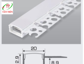 Thanh nhôm led âm viền Anfaco, 1.5m B20-1T