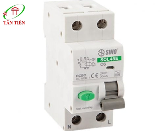 RCBO 2P 25A 6KA 30MA SINO SOL45E/2025/030