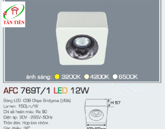 Đèn led Downlight Lắp Nổi 12W Anfaco, AFC769T/1