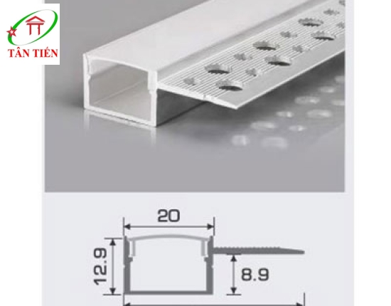 Thanh nhôm led âm viền Anfaco, 1.5m A20-1T