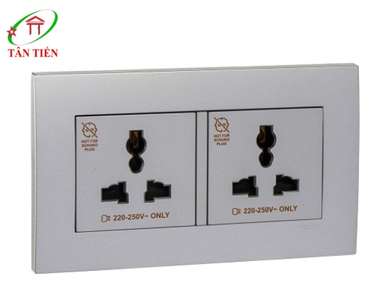 Bộ ổ cắm đôi đa năng Schneider KBT413S_AS_G19 Vivace 