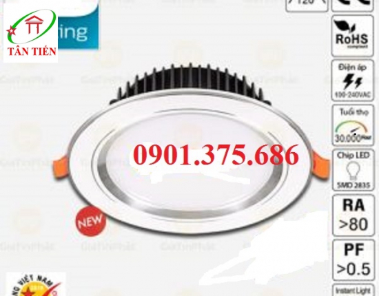 Đèn led âm trần 9w viền bạc  MPE DLB-9T