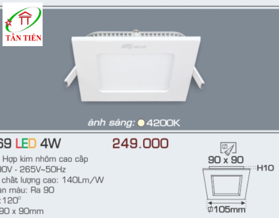 Đèn Led Panel âm trần 4W Anfaco, AFC669