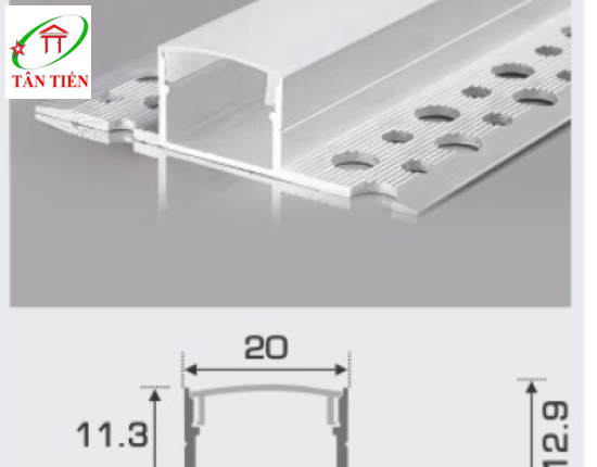 Thanh nhôm led âm viền Anfaco, 1.5m A20-2D