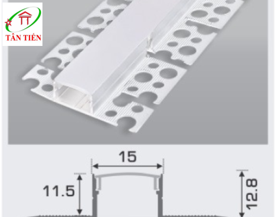 Thanh nhôm led âm viền Anfaco, 1.5m B15-2D