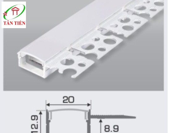 Thanh nhôm led âm viền Anfaco, 1.5m B20-1T